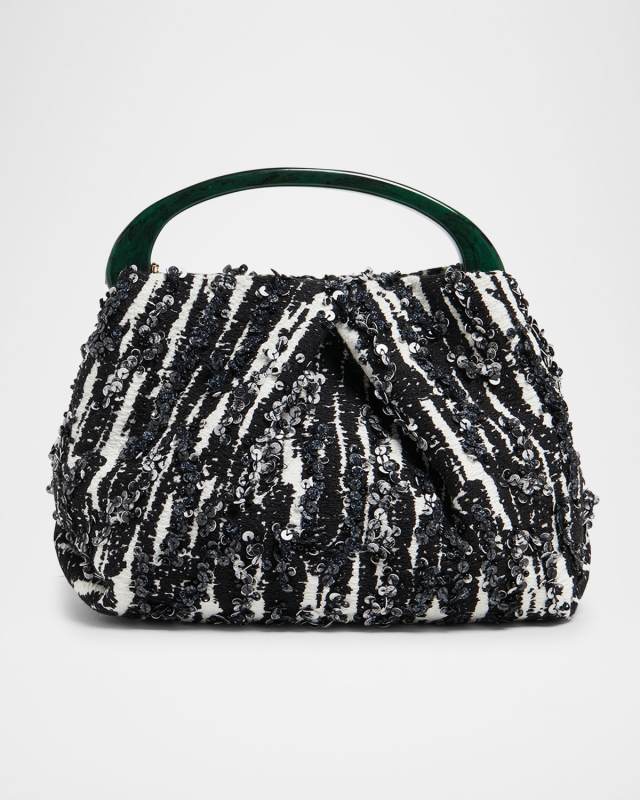 Sequin-Embellished Jacquard Mini Crossbody Bag
